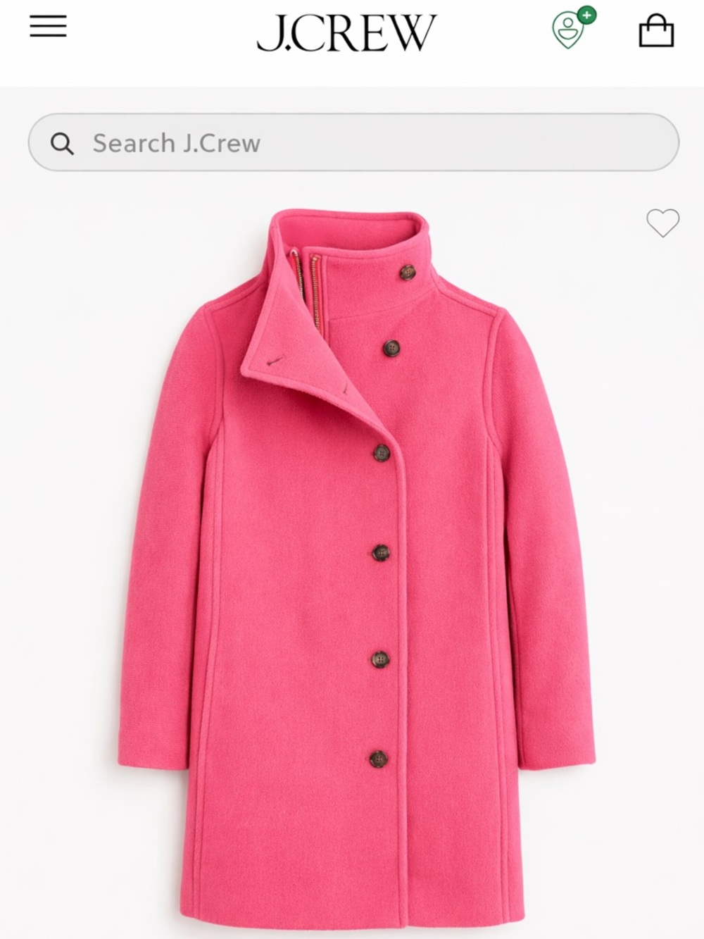 J. Crew Pink Wool Nello Gori Italian Stadium Cloth Peacoat Zipper Button Pockets